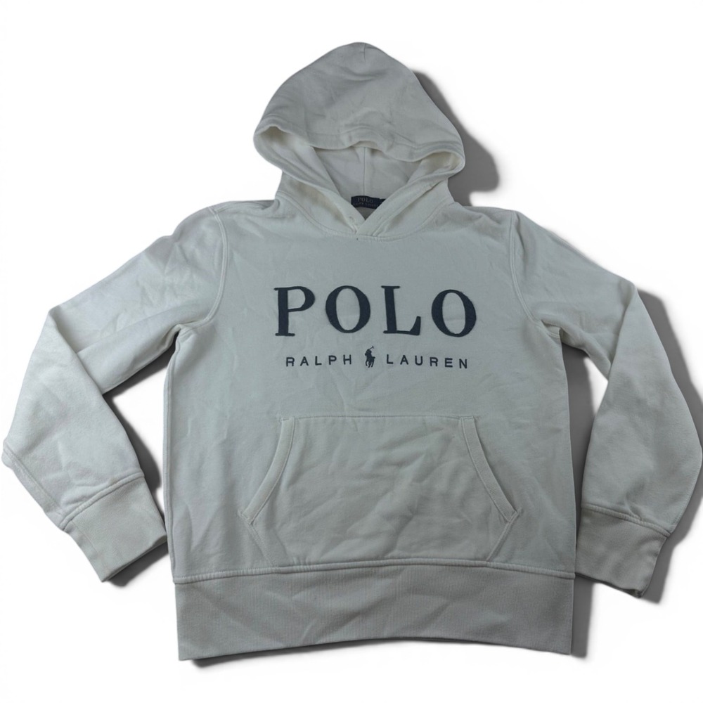 Polo Ralph‎ Lauren Hoodie Women M White Pullover Solid Fleece Athleisure College